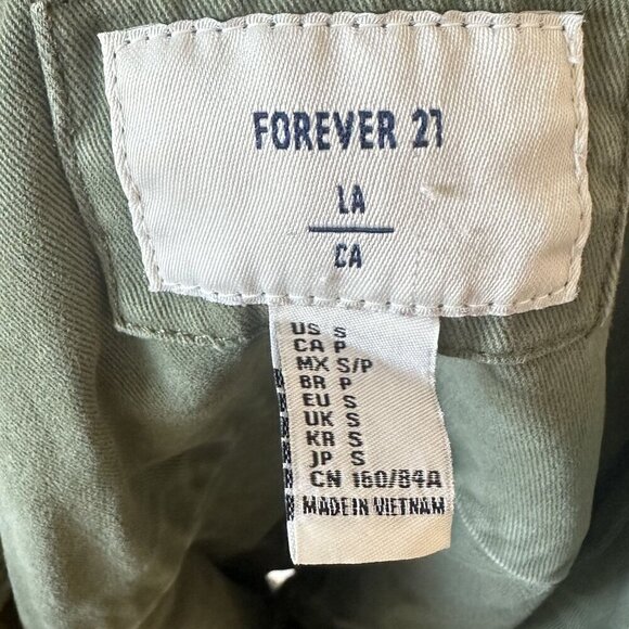 Forever 21 Adjustable Army Khaki Green Jacket - Size: Small - Picture 2 of 7